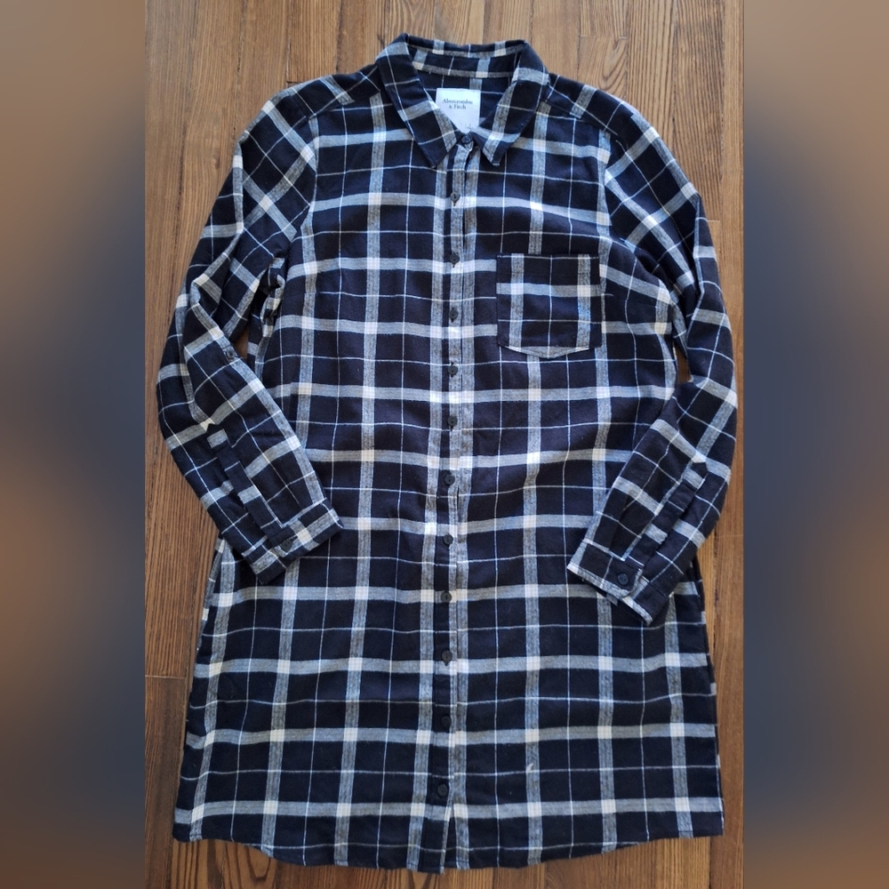 Abercrombie & Fitch Black Plaid Button Down Flannel Dress